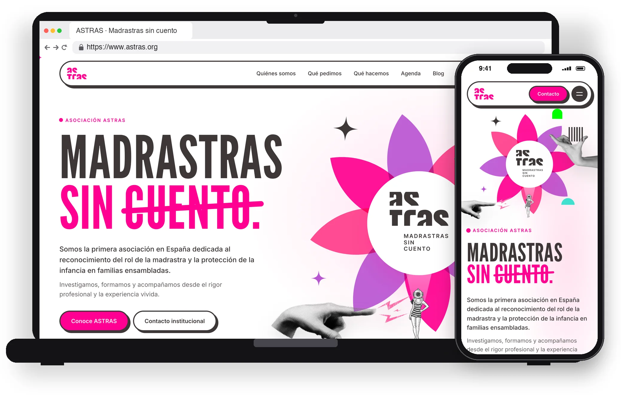 La web de ASTRAS en un portátil y un móvil
