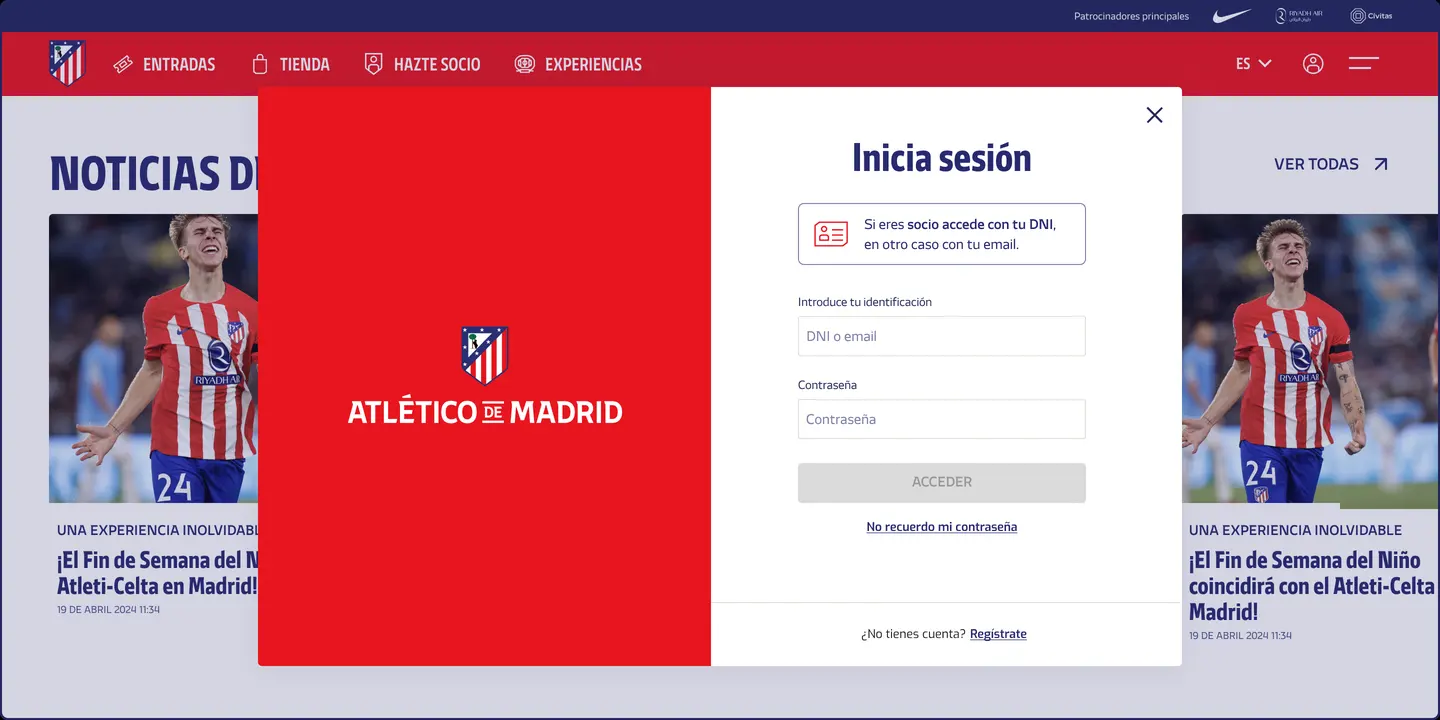 Animación del acceso al área de socios: inicio de sesión vacío, con datos y bienvenida personalizada