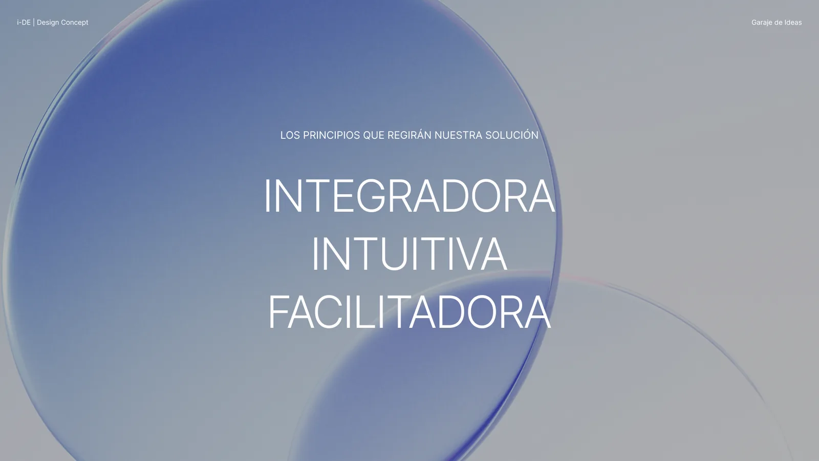 Diapositiva con los tres principios: integradora, intuitiva y facilitadora
